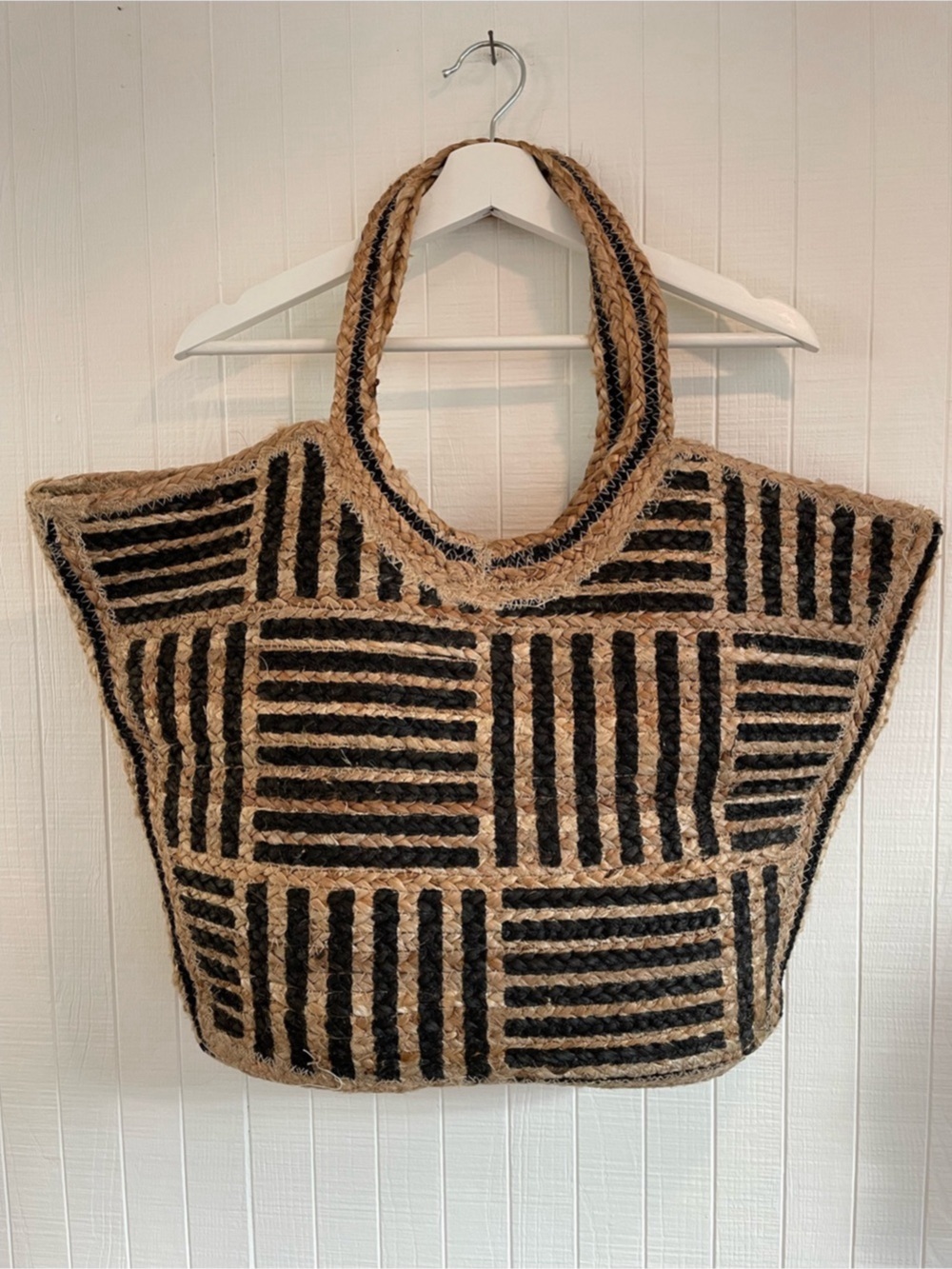Large Woven Jute Parisian Market Tote Bag